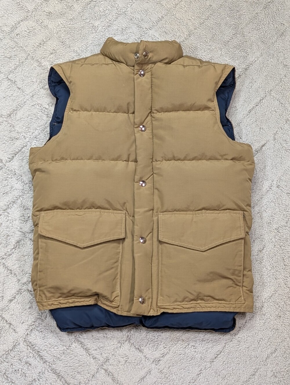 Vintage Woolrich Vest Mens S Beige Tan Down Puffer Quilted Outdoor Hunting Hike